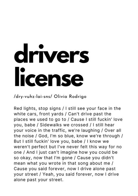 lyrics driver|drivers license lyrics clean.